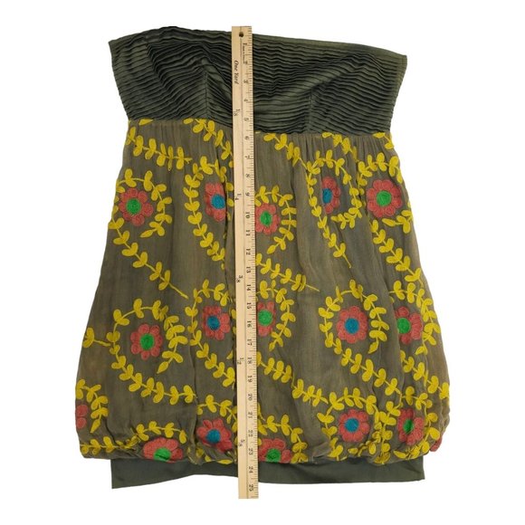 Nikka Strapless Floral Embroidered Top Mini Dress Womens Size 4 Side Zip - Picture 6 of 16